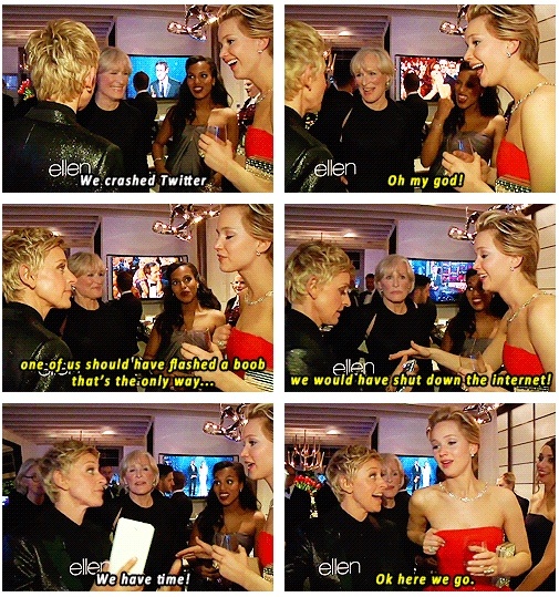 Ellen and Jennfer Lawrence on crashing Twitter.